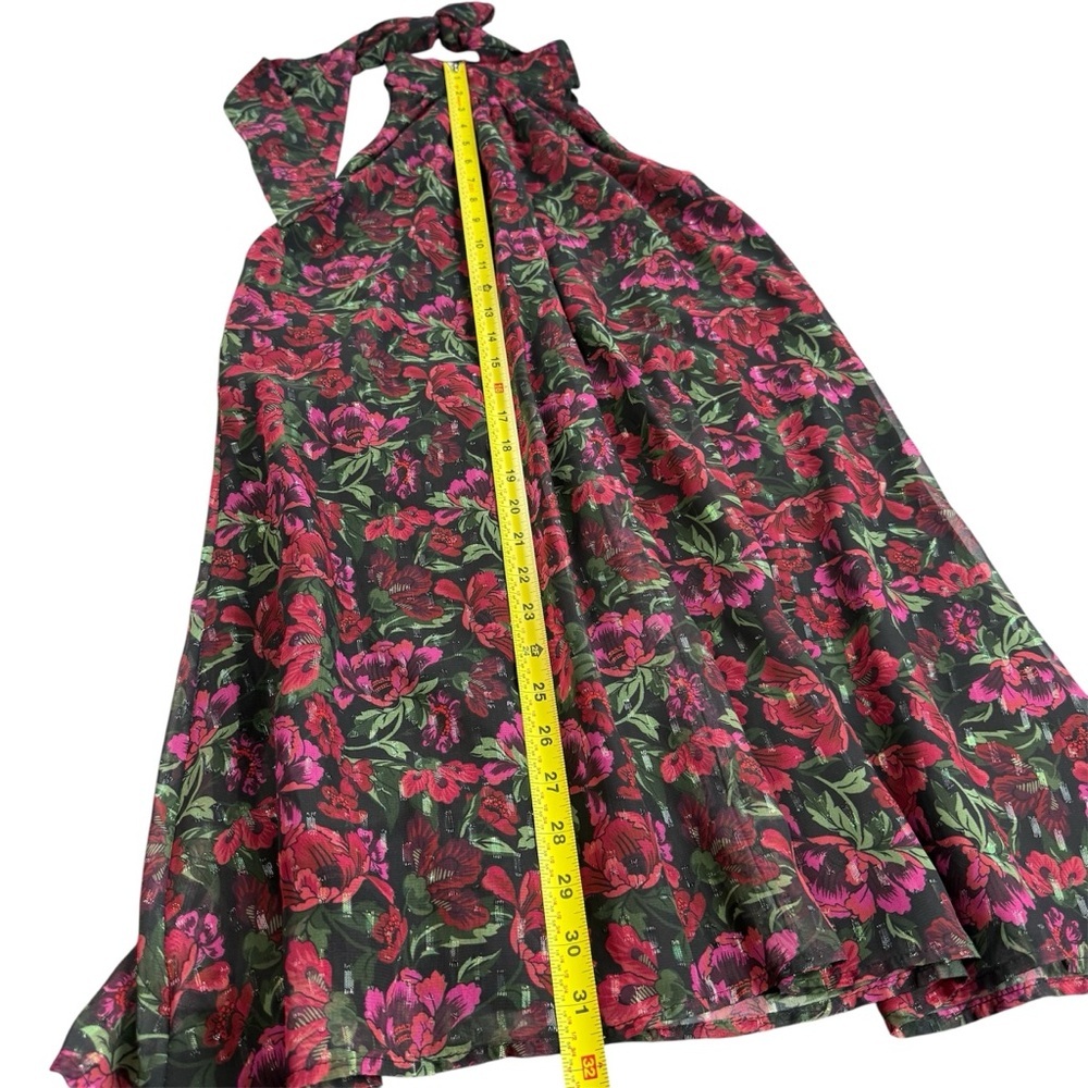 MAJORELLE Lallina Halter Mini Revolve Dress Wine Floral Open Back Women’s Medium - Picture 9 of 10